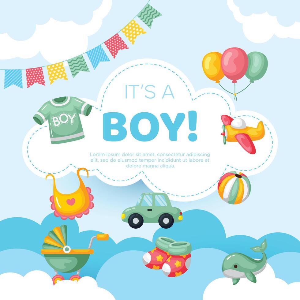 Template hand drawn baby announcement background design vector