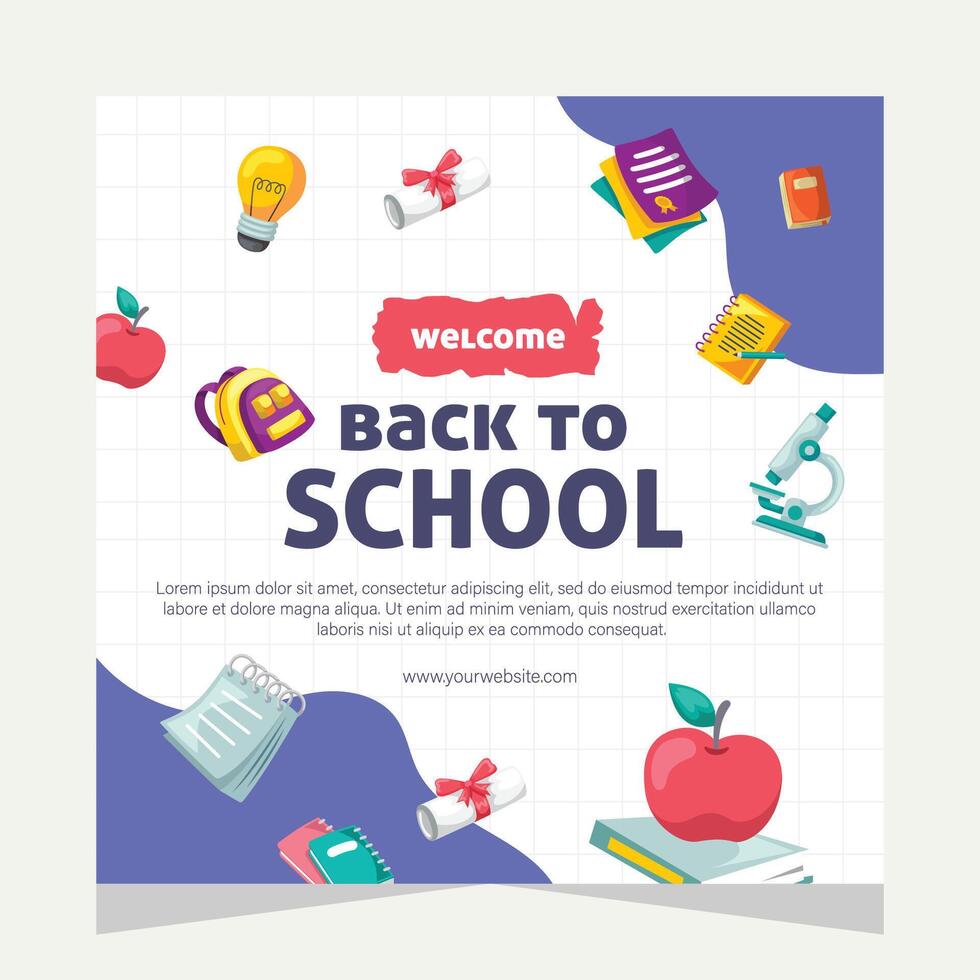 Social media post template design about education vector