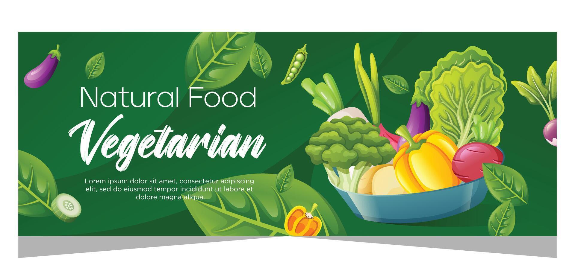 Organic food horizontal banner template design vector