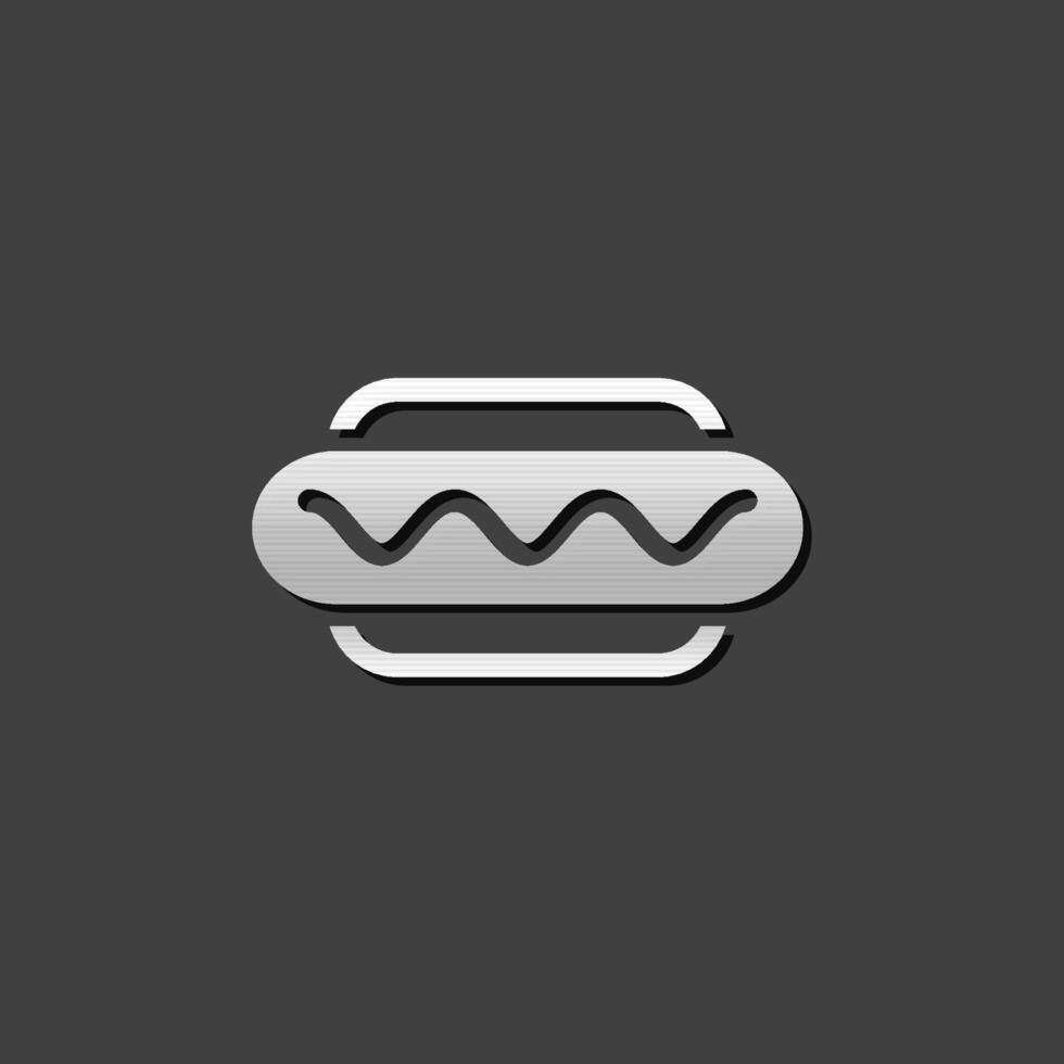 Hot dog icon in metallic grey color style. Fast food junk American vector