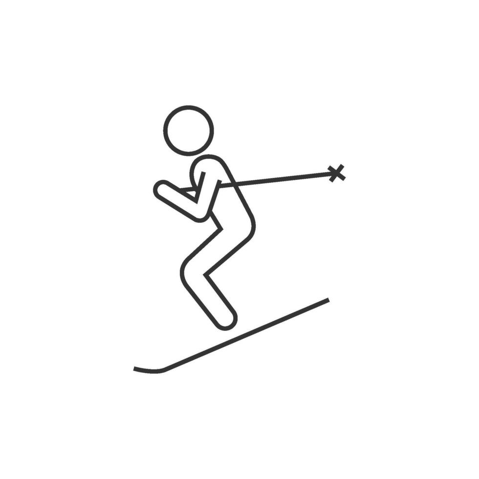 esquí icono en Delgado contorno estilo vector