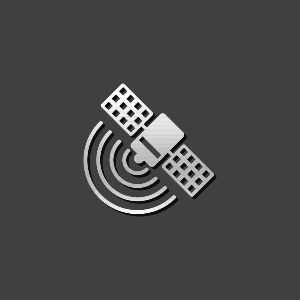 Satellite receiver icon in metallic grey color style.Data information technology vector