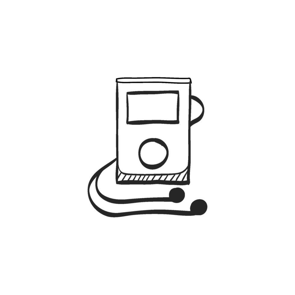 Hand drawn sketch icon music player vector