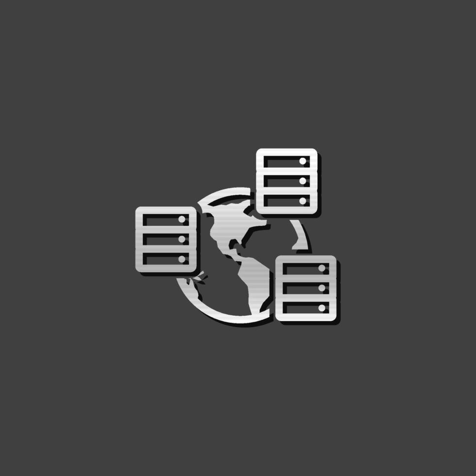 Server icon in metallic grey color style. Mirror, multiple vector