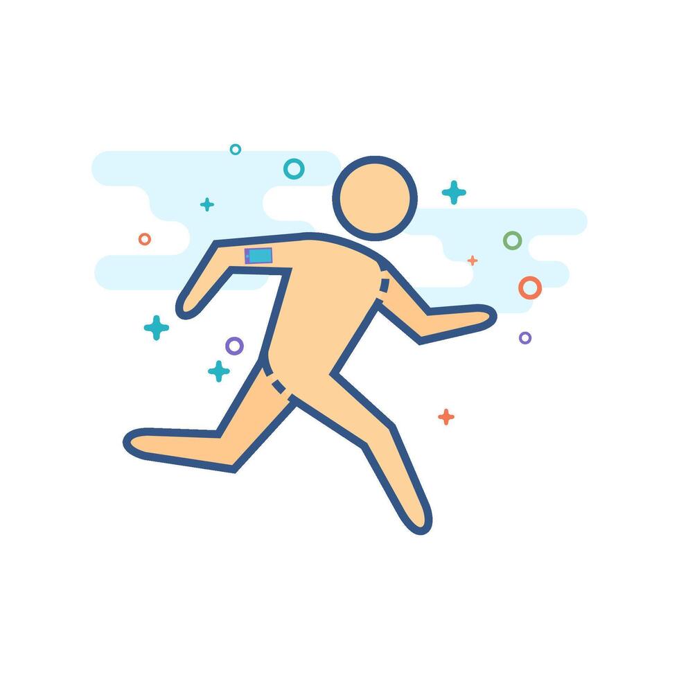 Running athlete icon flat color style vector illustration