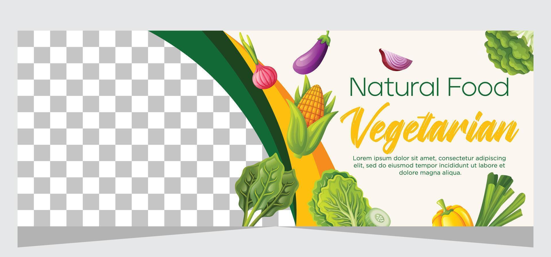 Healthy vegetarian food banner template design vector