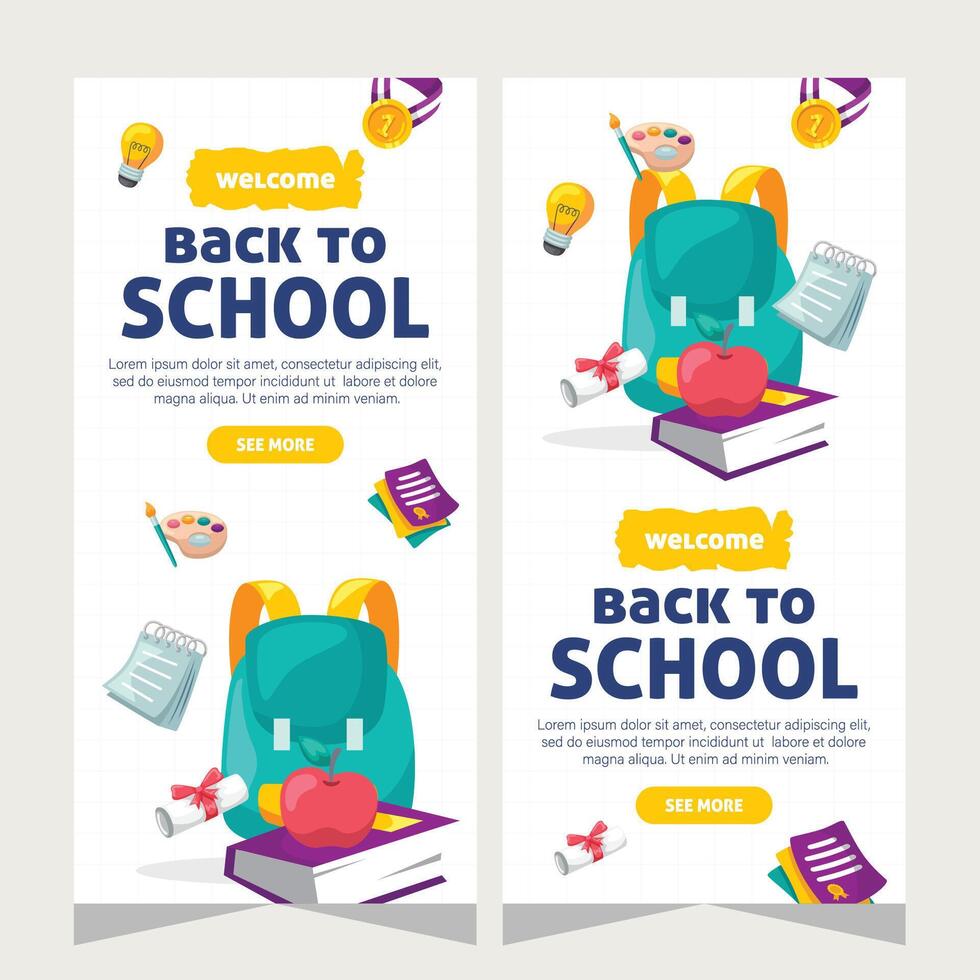 Education social media stories design template vector