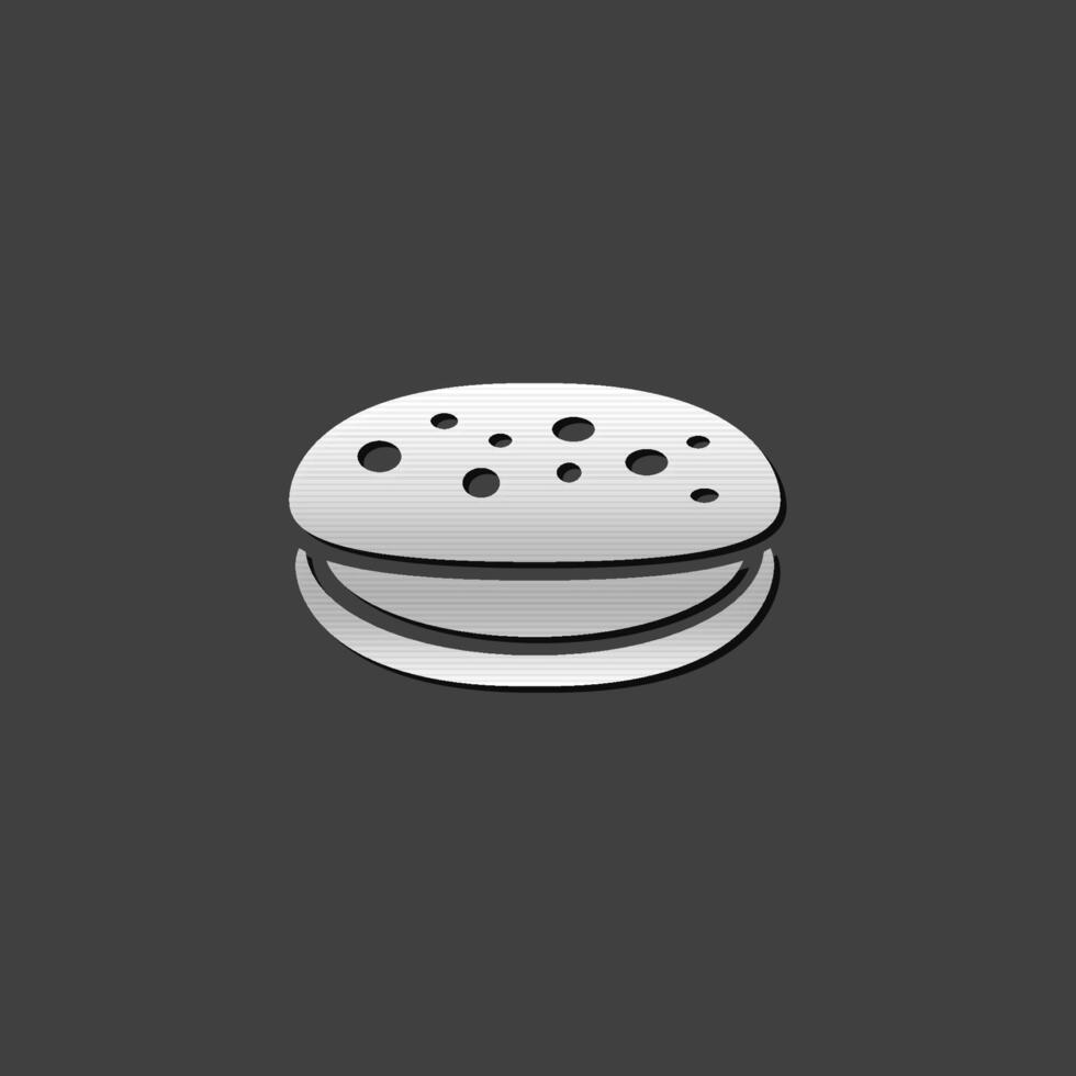 Cake icon in metallic grey color style. Food sweet delicious vector