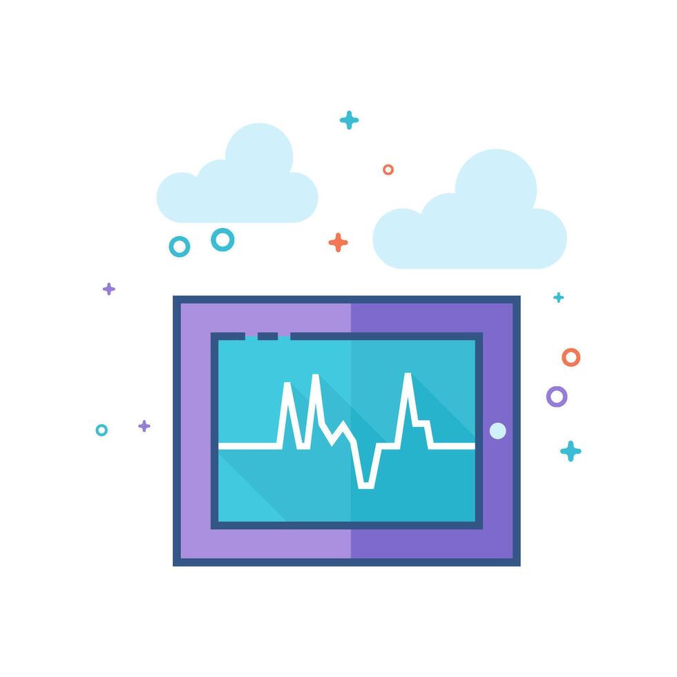 Heart rate monitor icon flat color style vector illustration