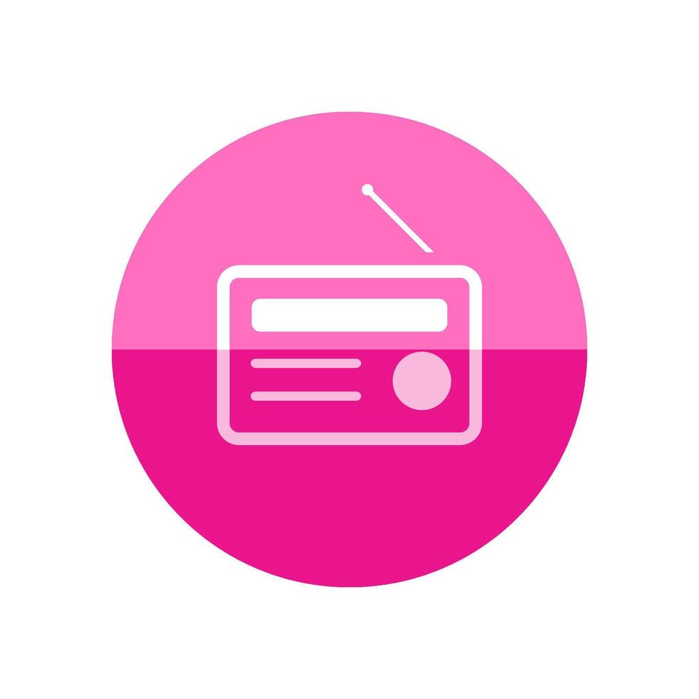 Radio icon in flat color circle style. Communication broadcast media music news station stereo vector