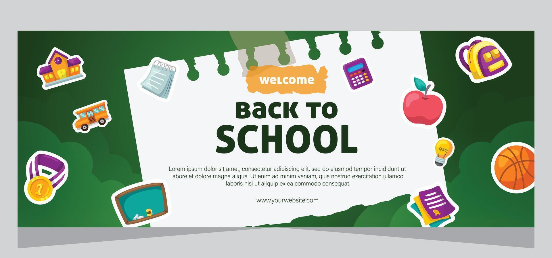 Flat design minimal back to school banner template vector