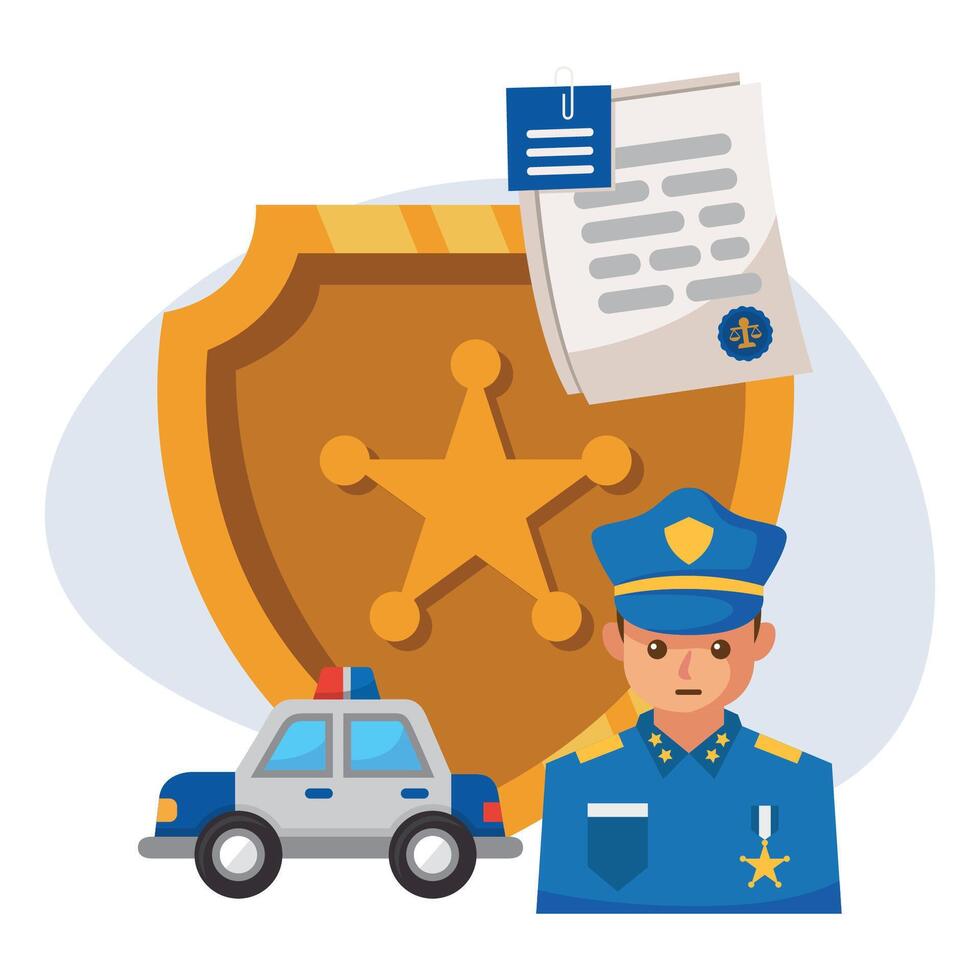 policía ilustración diseño para ley firma vector