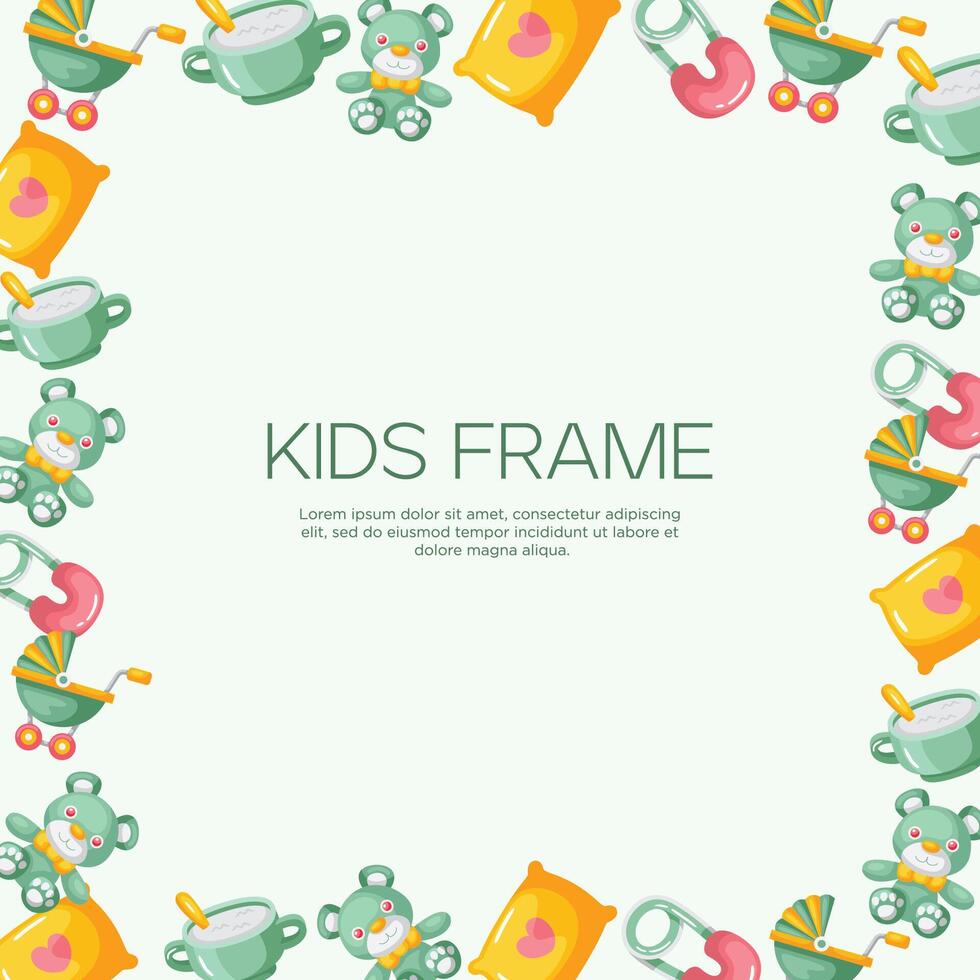 Baby frame and accessories background design vector