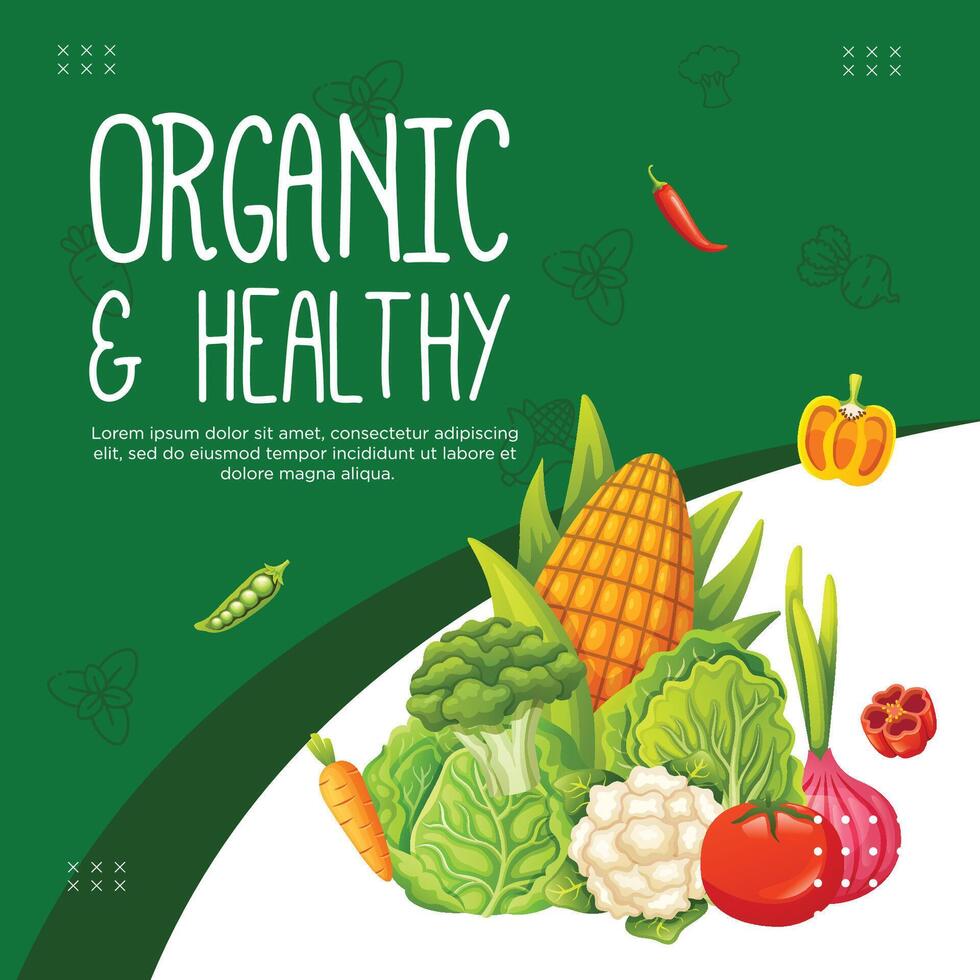 Organic and healthy social media post template design vector