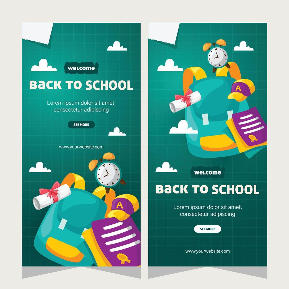 Set vertical banner about education vector