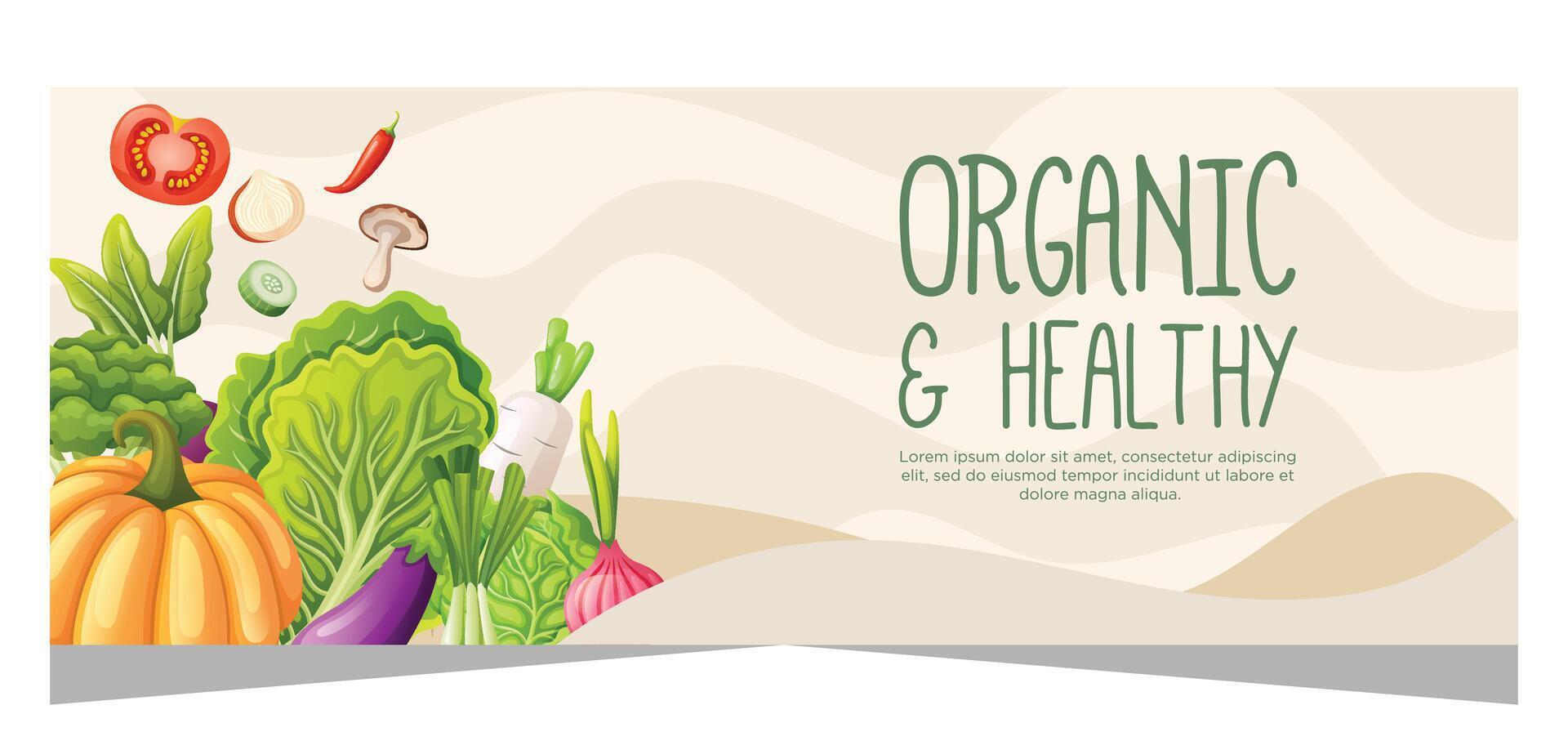 Healthy vegetarian food banner template design vector