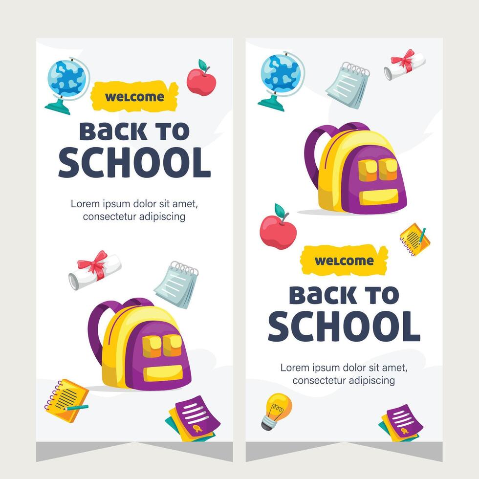 Education school stories social media template design vector