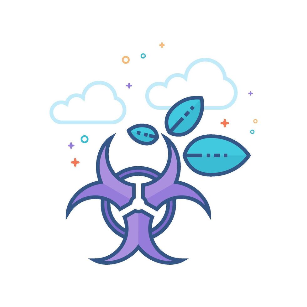 Biohazard leaves icon flat color style vector illustration