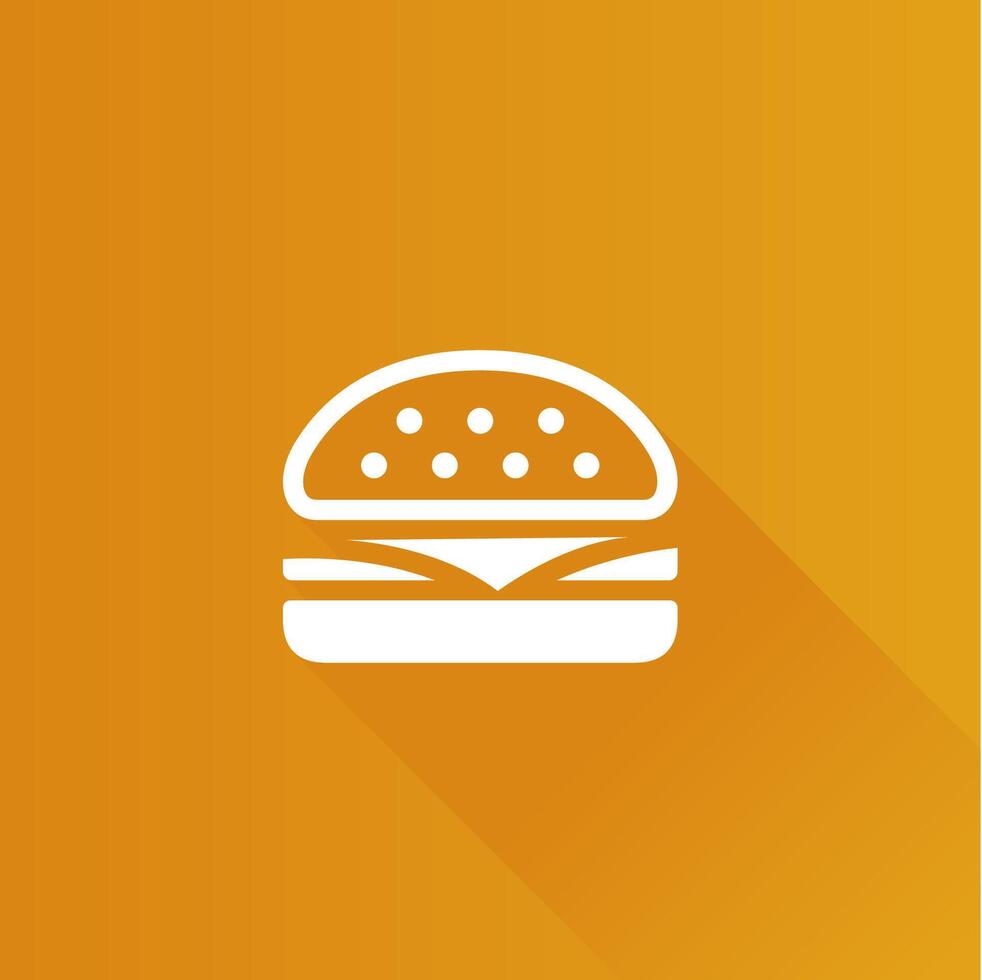 Burger flat color icon long shadow vector illustration