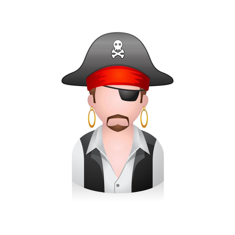 Pirate avatar icon in colors. vector