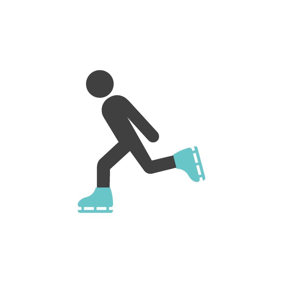 Ice skating icon in flat color style. vector