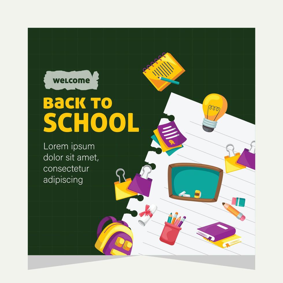 Back to school social media post. Template design vector