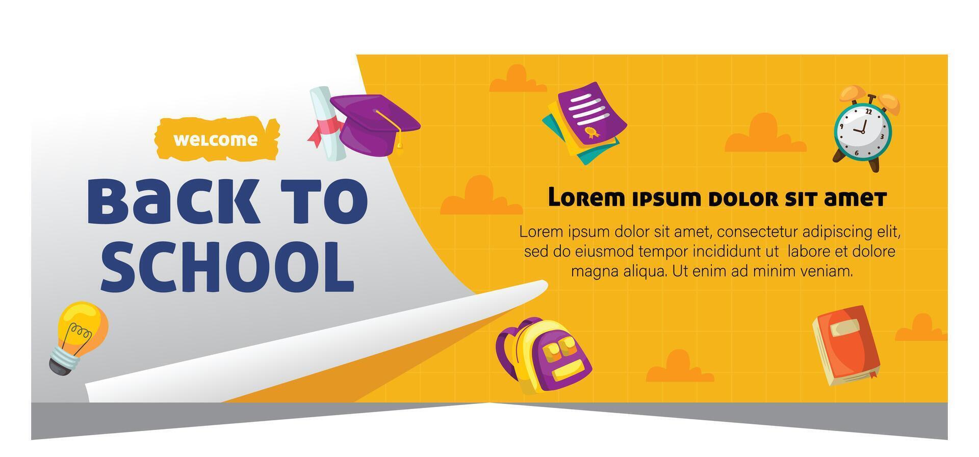 Flat design minimal back to school banner template vector