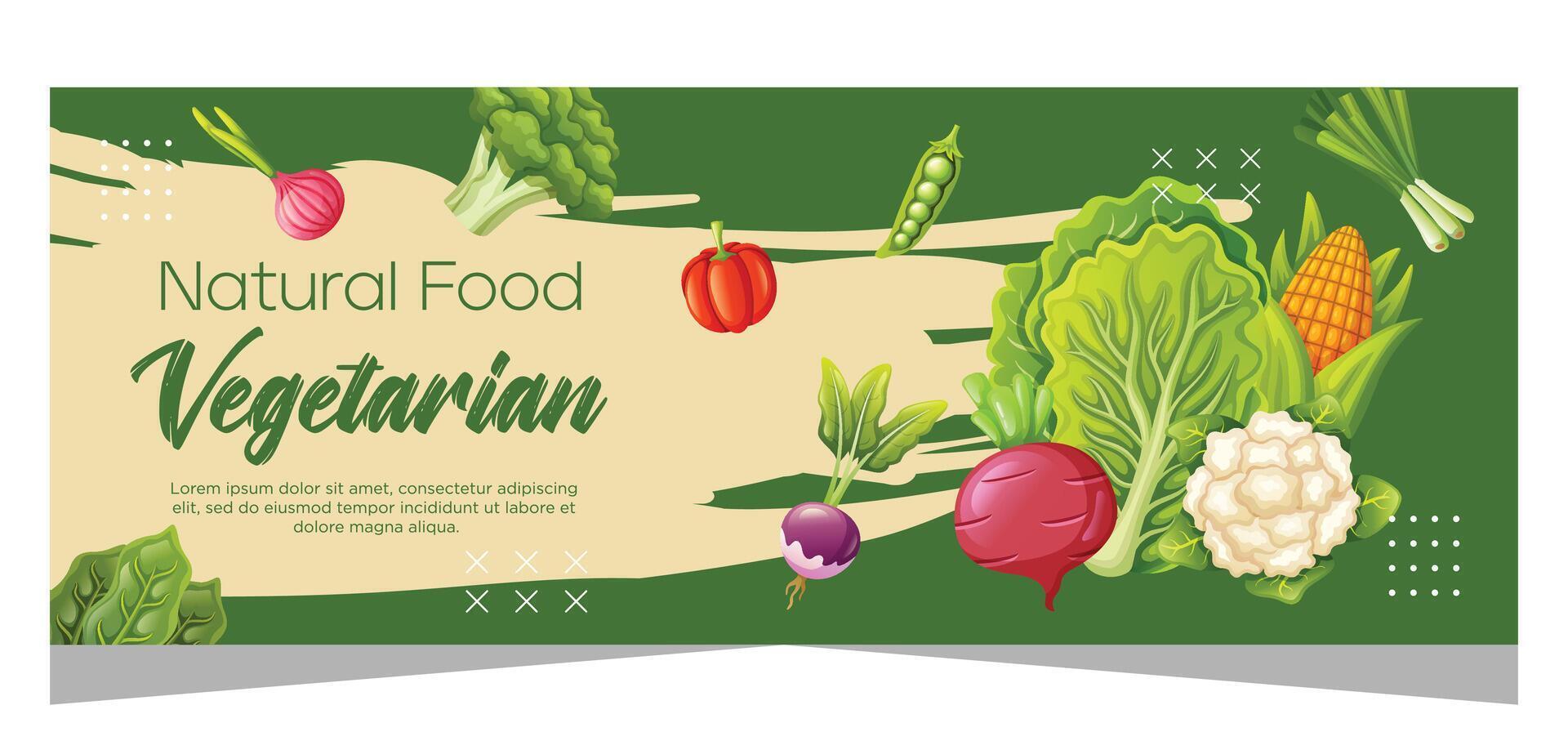 Organic food horizontal banner template design vector