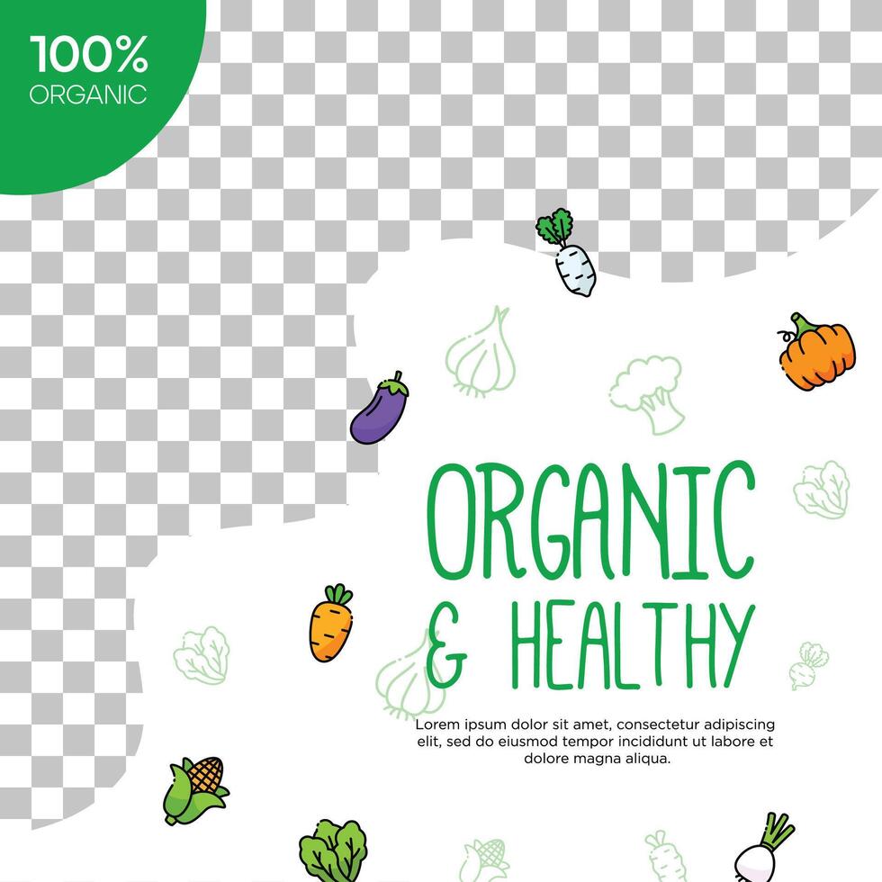 Social media post vegetarian food template design vector