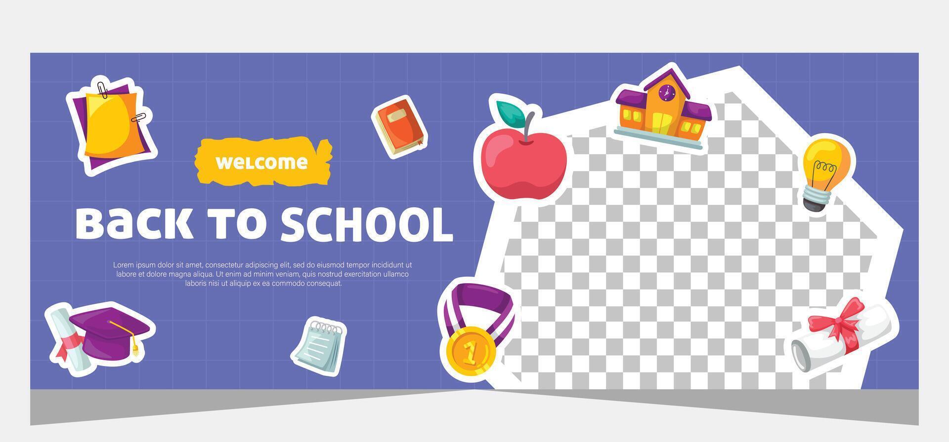 Horizontal banner for back to school. Template banner design vector