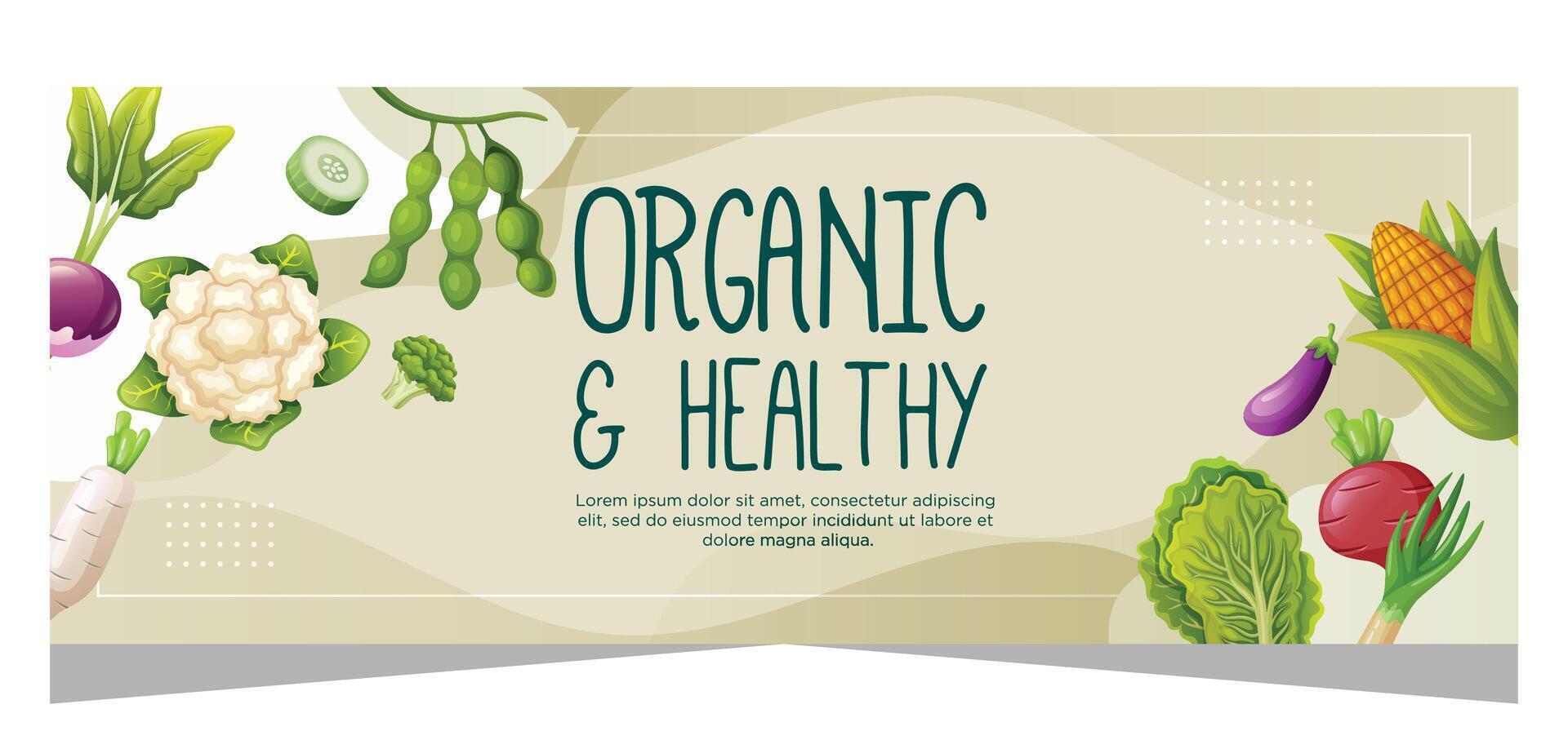 Organic and healthy food banner template design vector