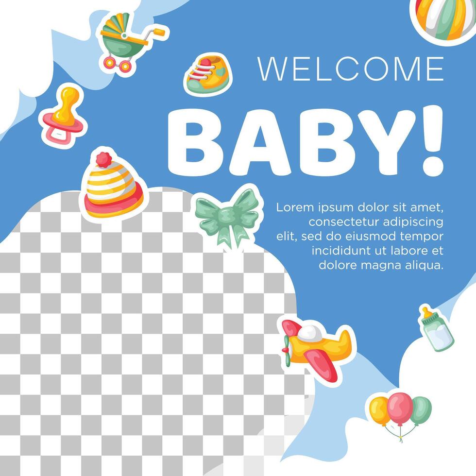 Template hand drawn baby announcement background design vector