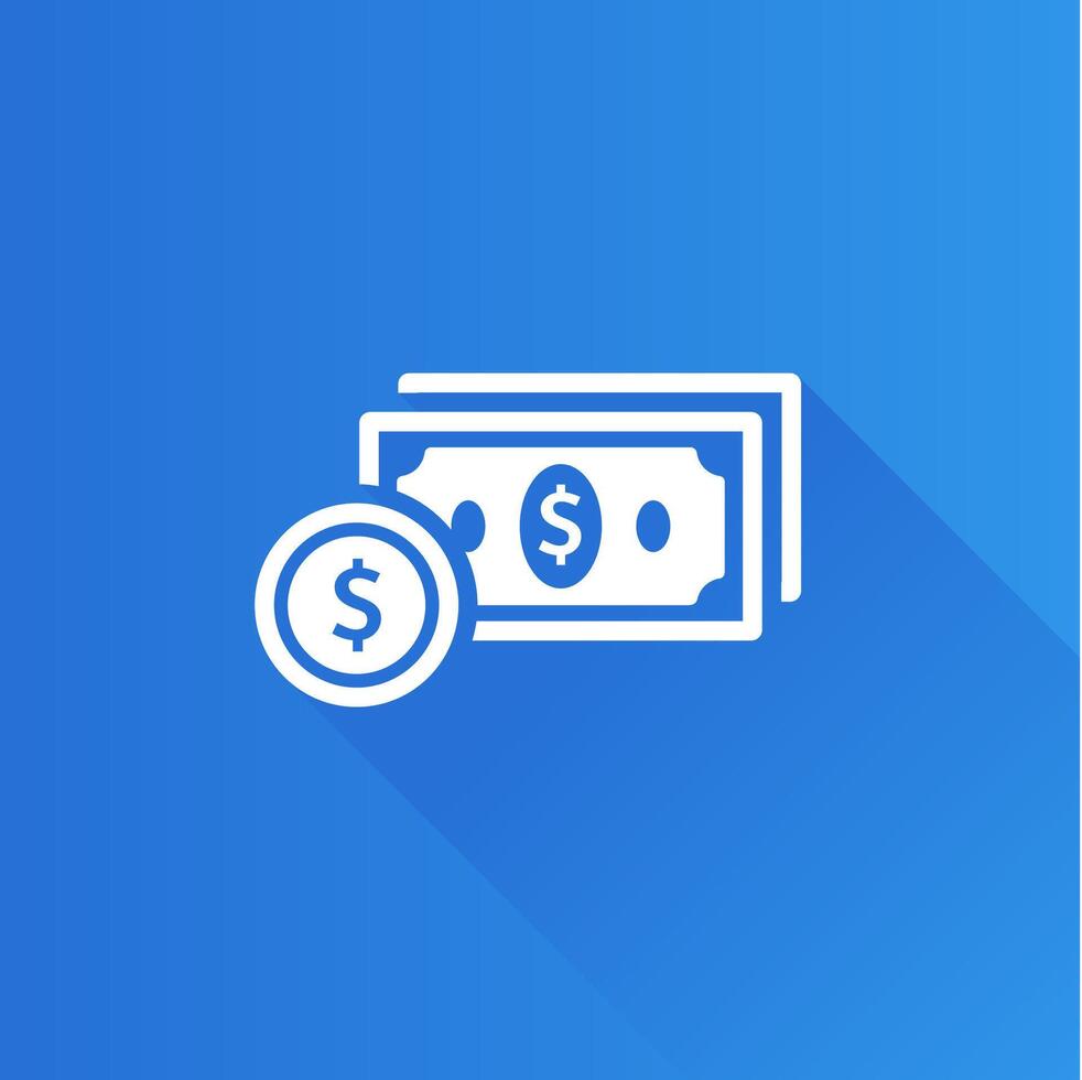 Money flat color icon long shadow vector illustration