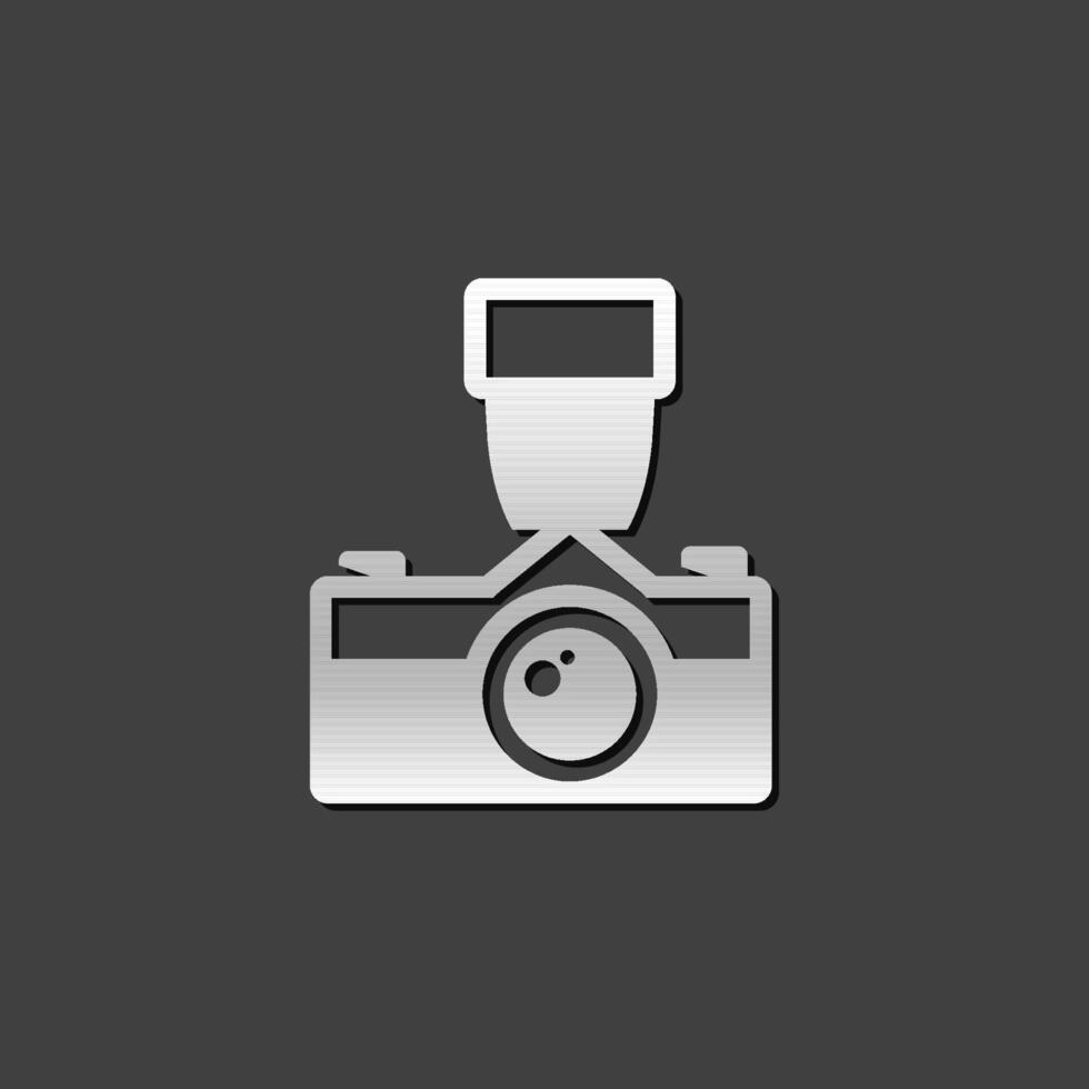 antiguo cámara icono en metálico gris color estilo. fotografía imagen electrónico vector