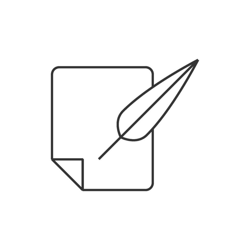 Letter quill pen icon in thin outline style vector