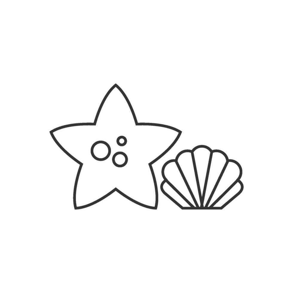 Star fish icon in thin outline style vector
