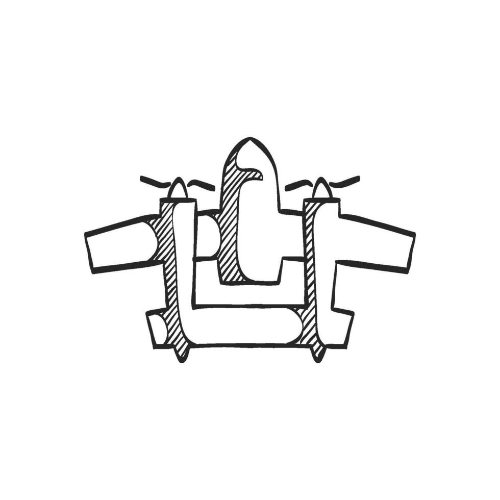 Hand drawn sketch icon vintage airplane vector