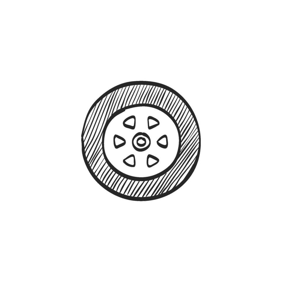 Hand drawn sketch icon car tyre vector