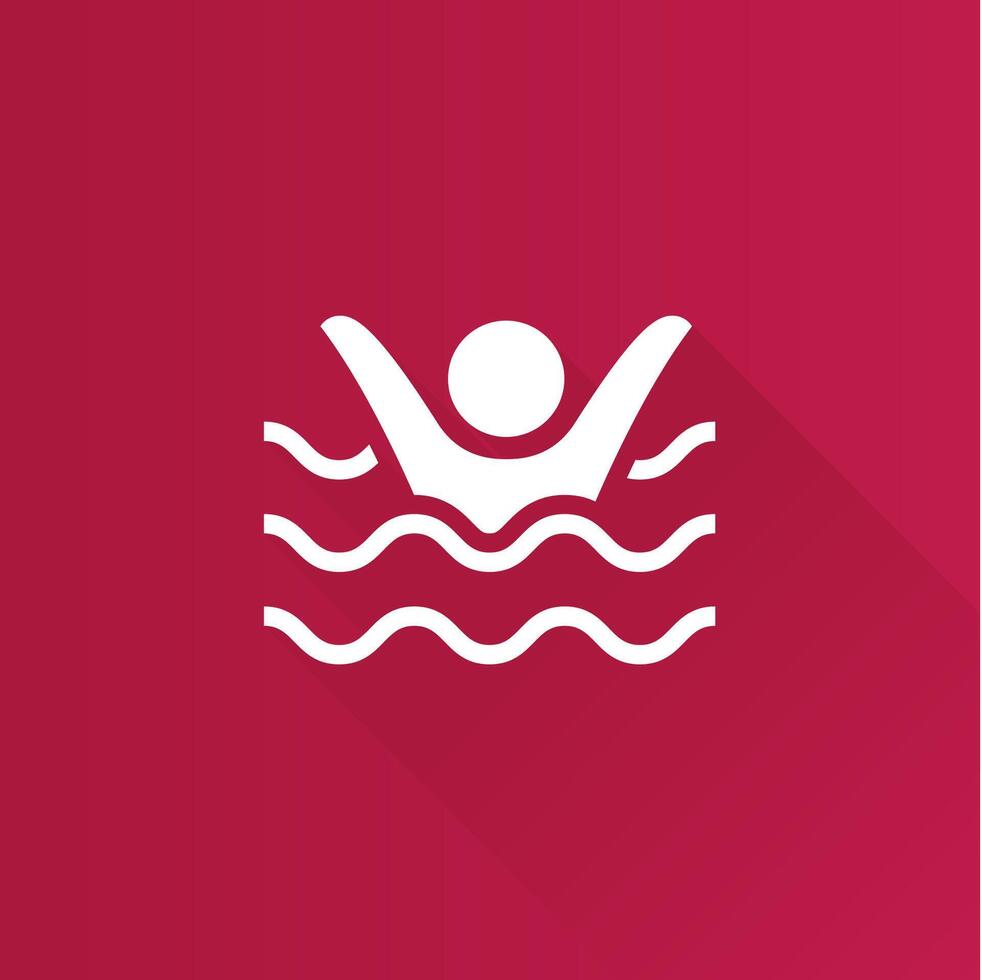 Drowned man flat color icon long shadow vector illustration