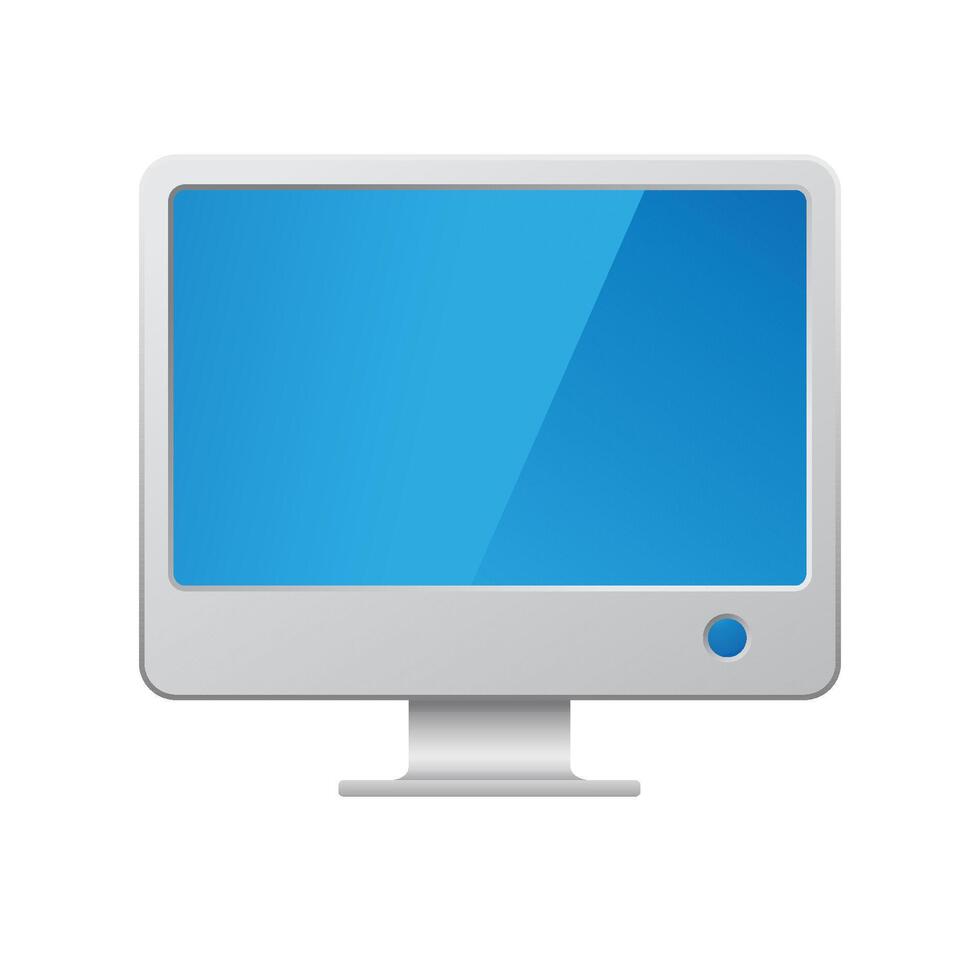 Desktop computer icon in color. Electronic office monitor vector
