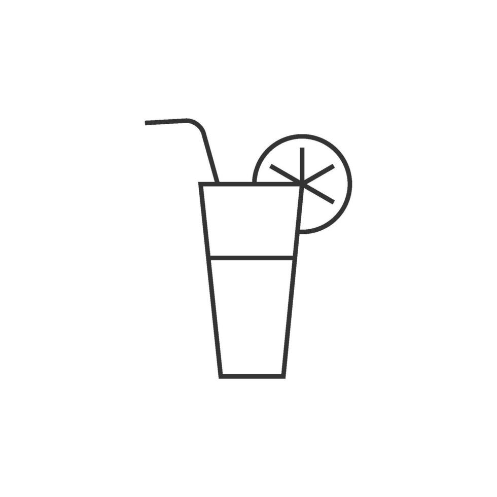 Cocktail drink icon in thin outline style vector