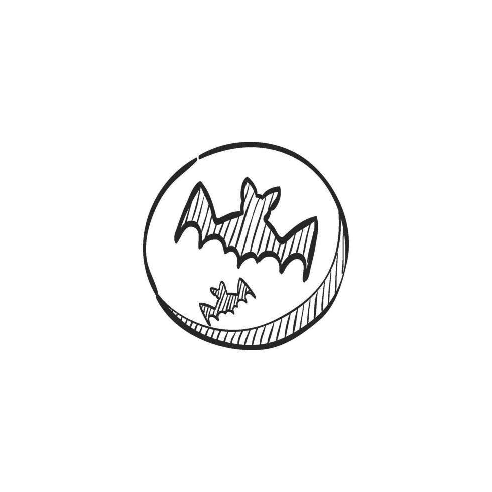 Hand drawn sketch icon bats moon vector