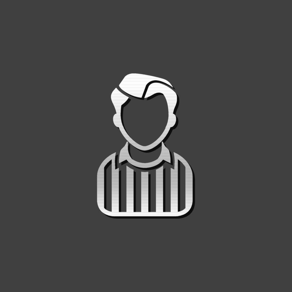 Referee avatar icon in metallic grey color style. Sport football soccer vector