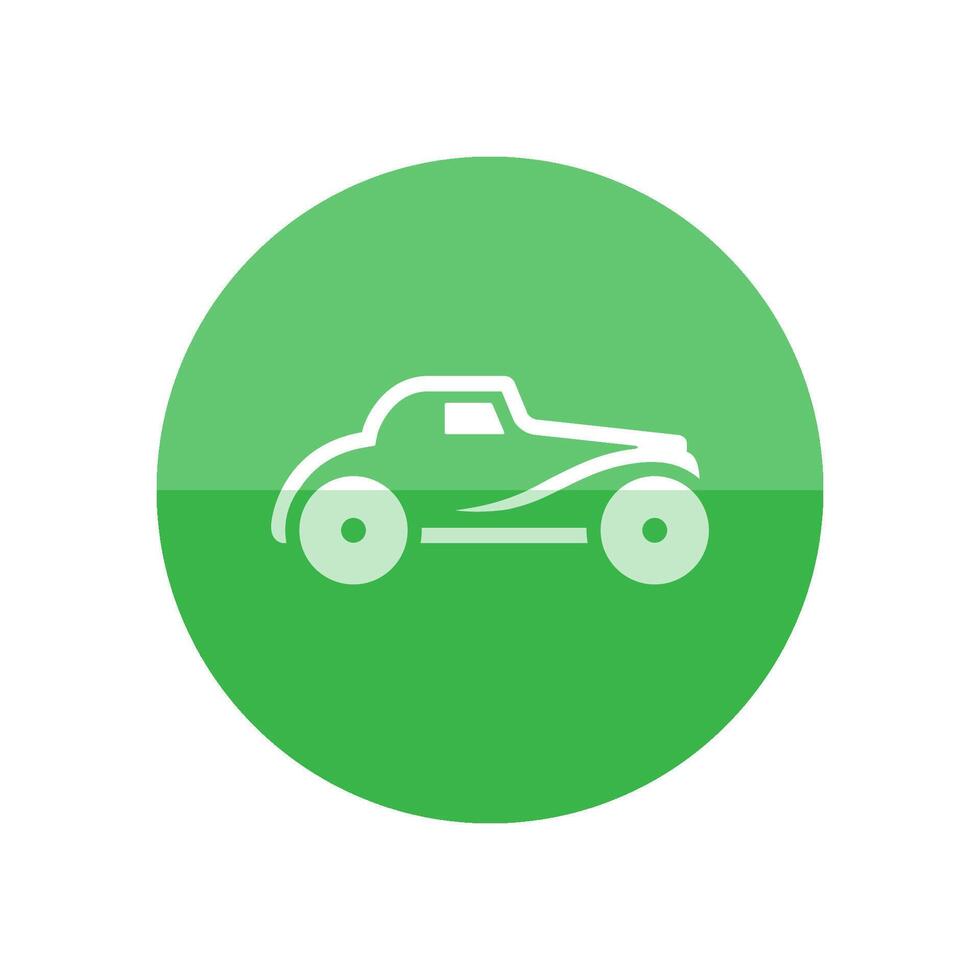 Vintage car icon in flat color circle style. Retro automotive toy vector