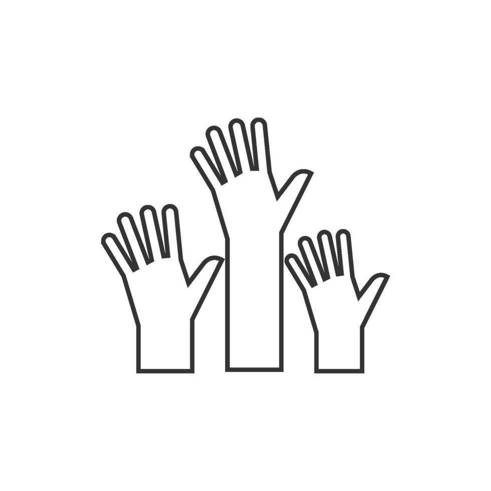 Hands icon in thin outline style vector