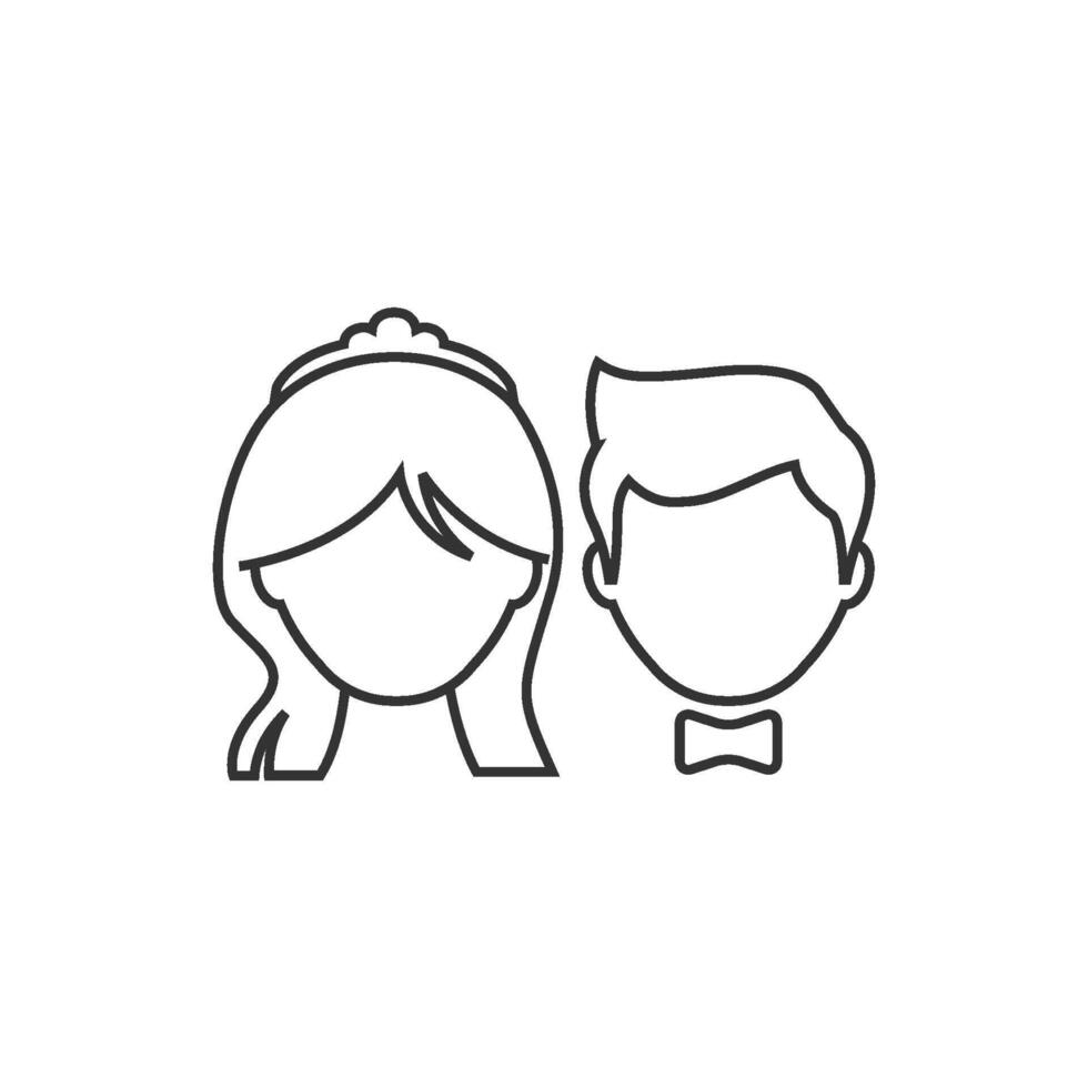 Bride and groom icon in thin outline style vector