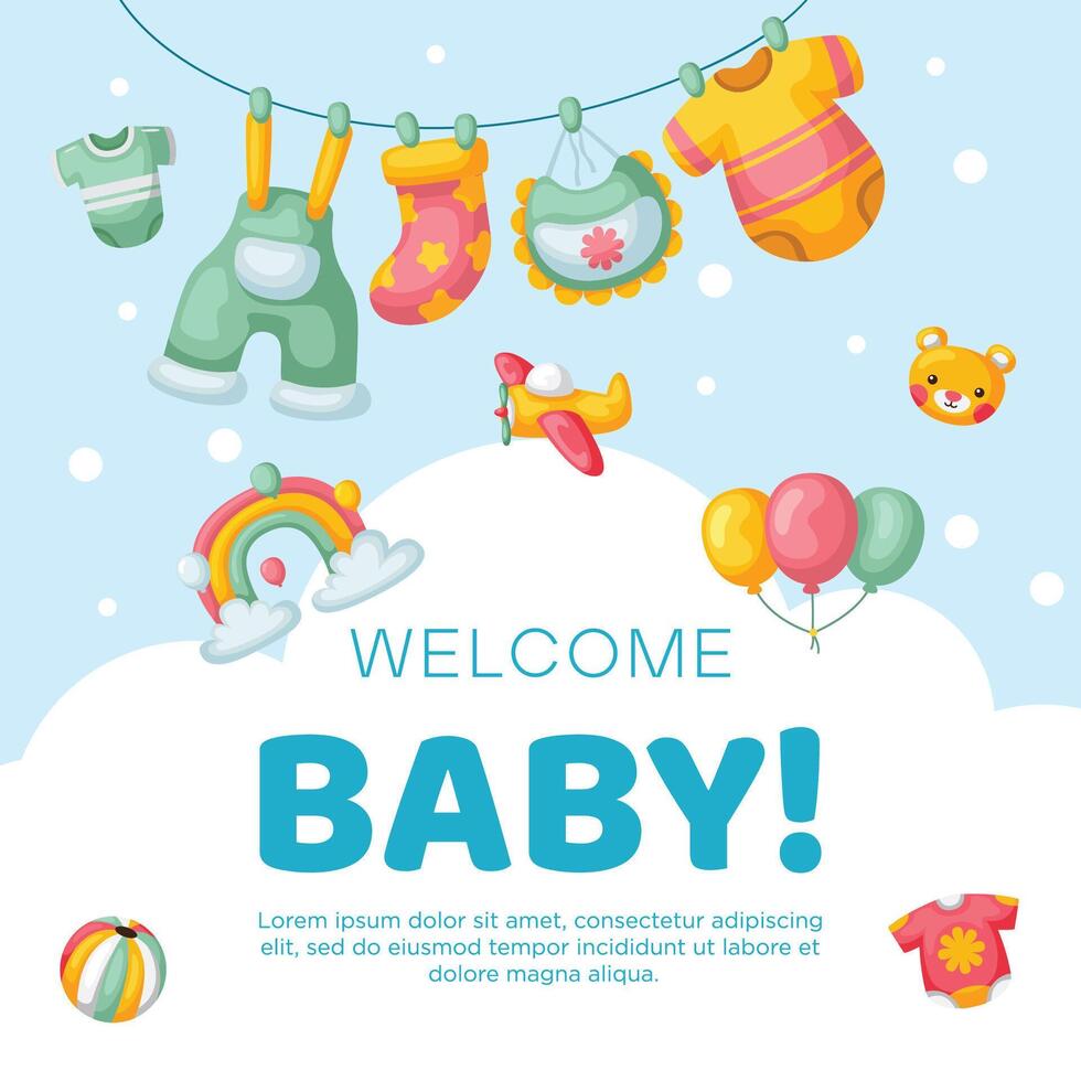 Hand drawn baby kid background design vector