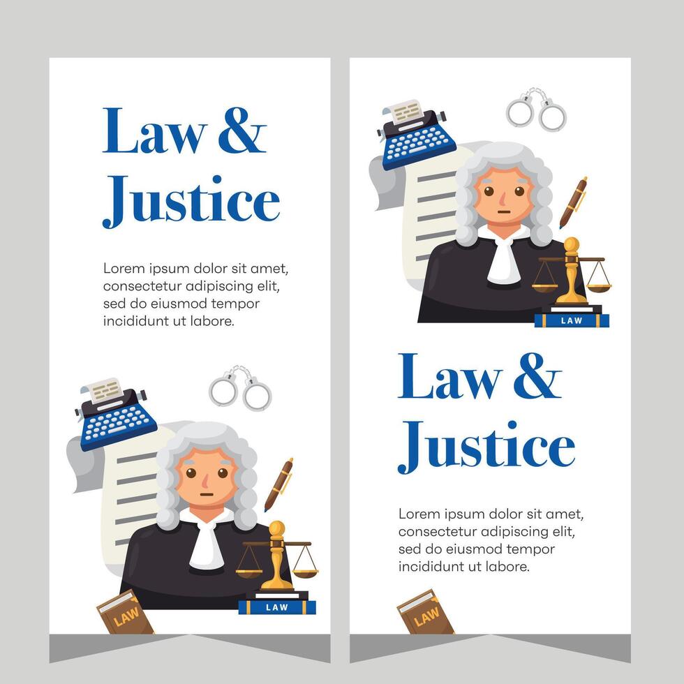 Law and justice template banner vertical. Premium banner template vector