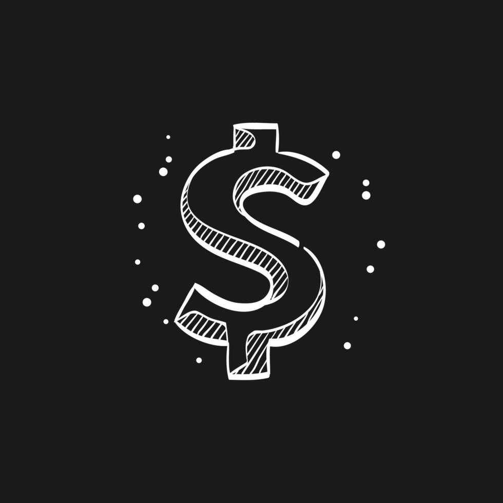 Dollar sign doodle sketch illustration vector