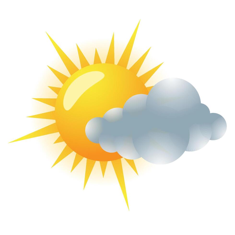 clima pronóstico parcialmente nublado icono en color. meteorología nublado vector